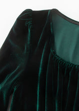 Load image into Gallery viewer, Green Velvet Autumn Dress Women C4328
