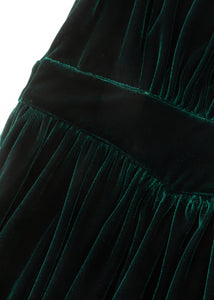 Green Velvet Autumn Dress Women C4328