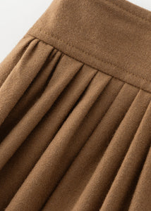 Button Wool Skirt, Brown Skirt Women C3552