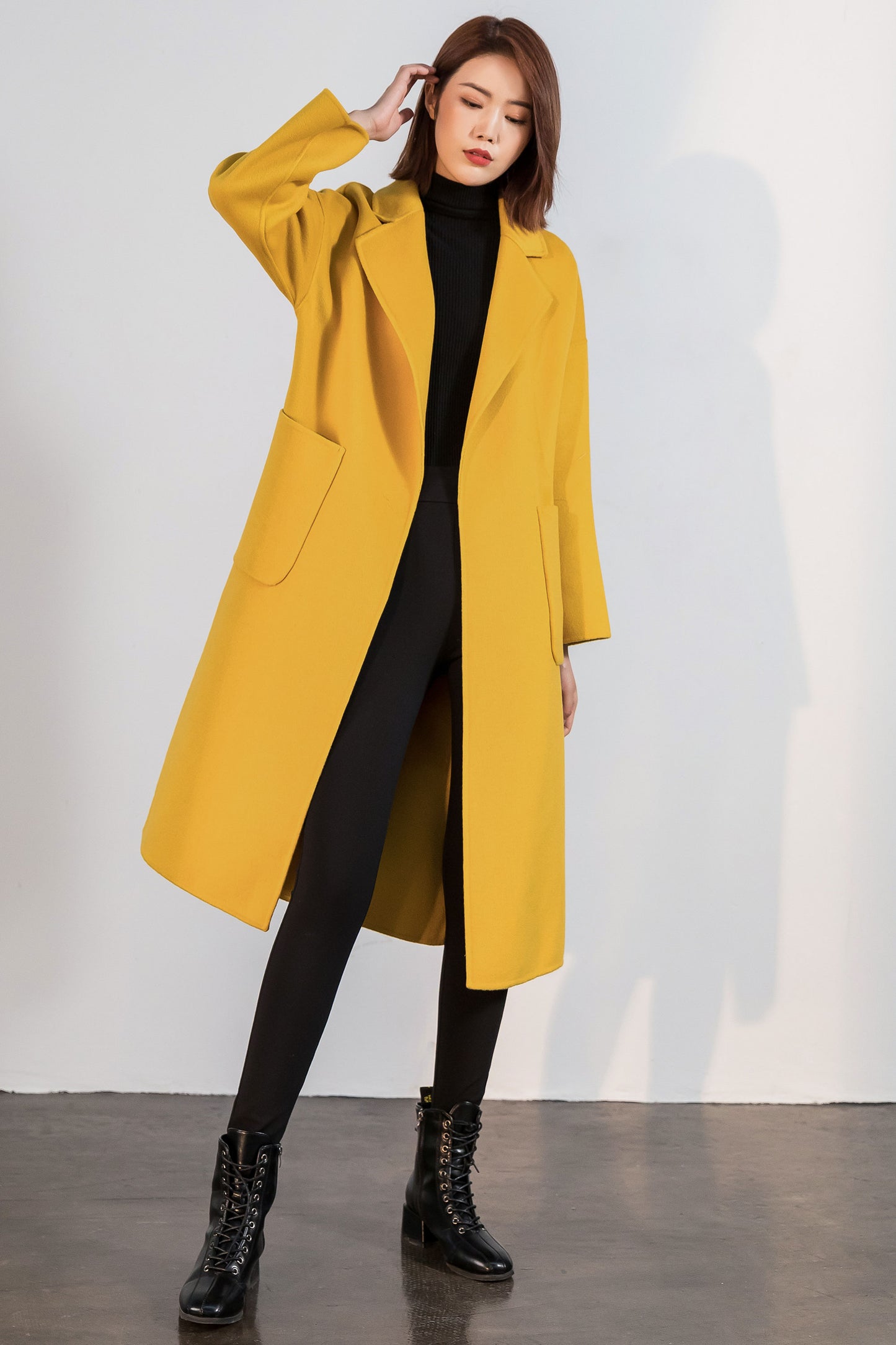Winter Oversized Wrap Belt Wool Coat C5138