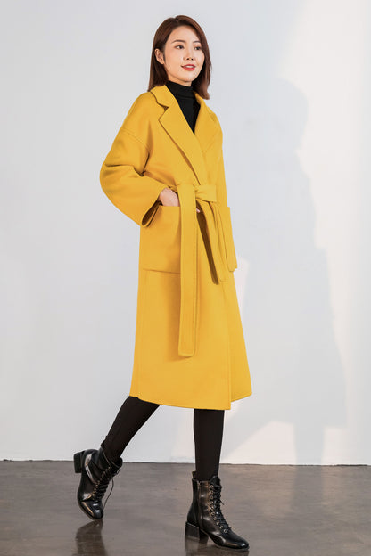 Winter Oversized Wrap Belt Wool Coat C5138