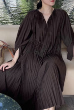 Load image into Gallery viewer, plus size dark brown long sleeves dress women C3500

