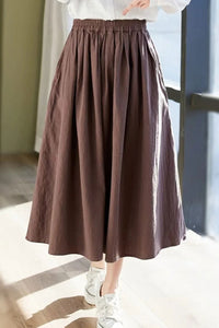 A-line Long oversize linen skirt c3877