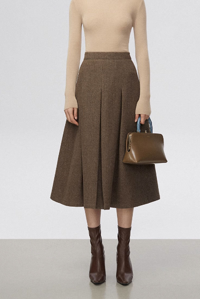 Pleated winter wool skirt for women C3521