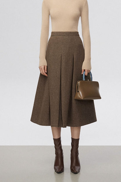 Pleated winter wool skirt for women C3521