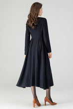 Load image into Gallery viewer, Navy Blue Midi Wool Dress C3616
