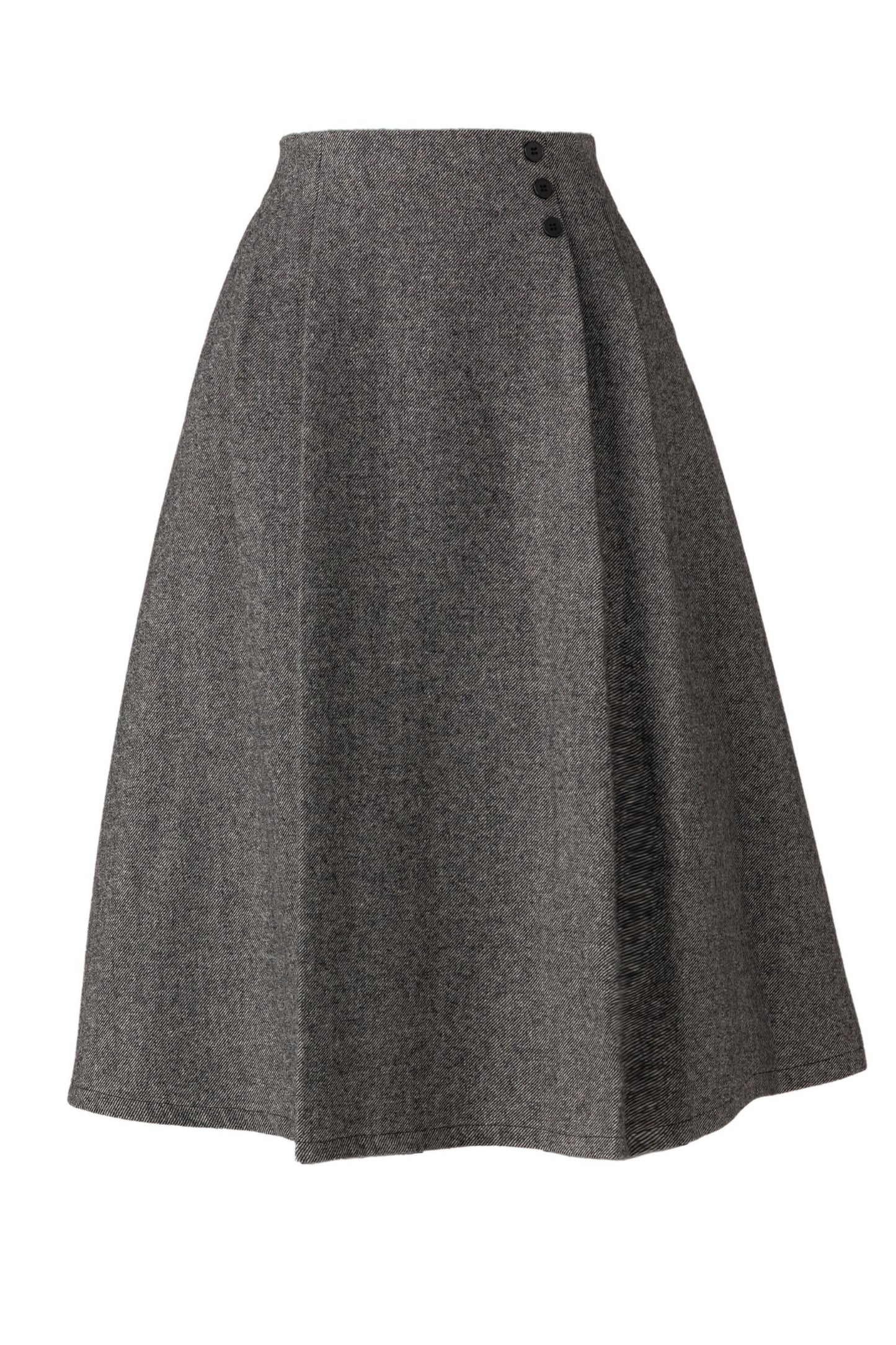 A line gray midi winter wool skirt C5277