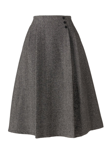 A line gray midi winter wool skirt C5277