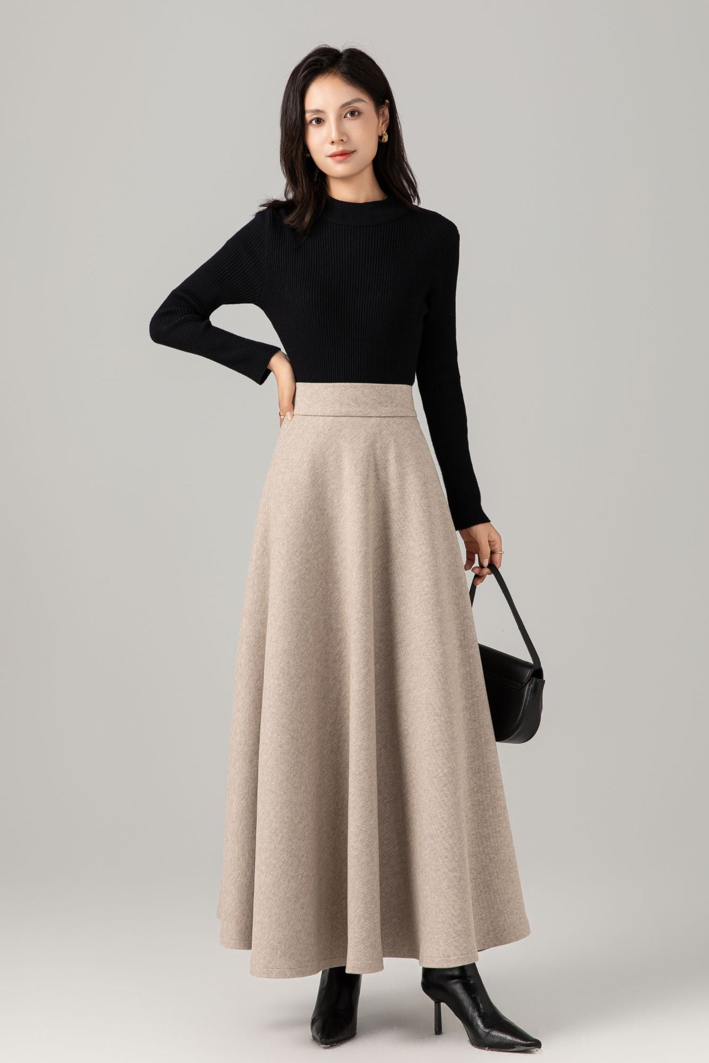 Maxi elegant winter wool skirt women C5274