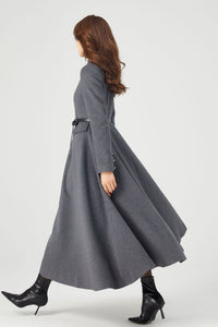 Long Winter Grey Wool Coat C3674