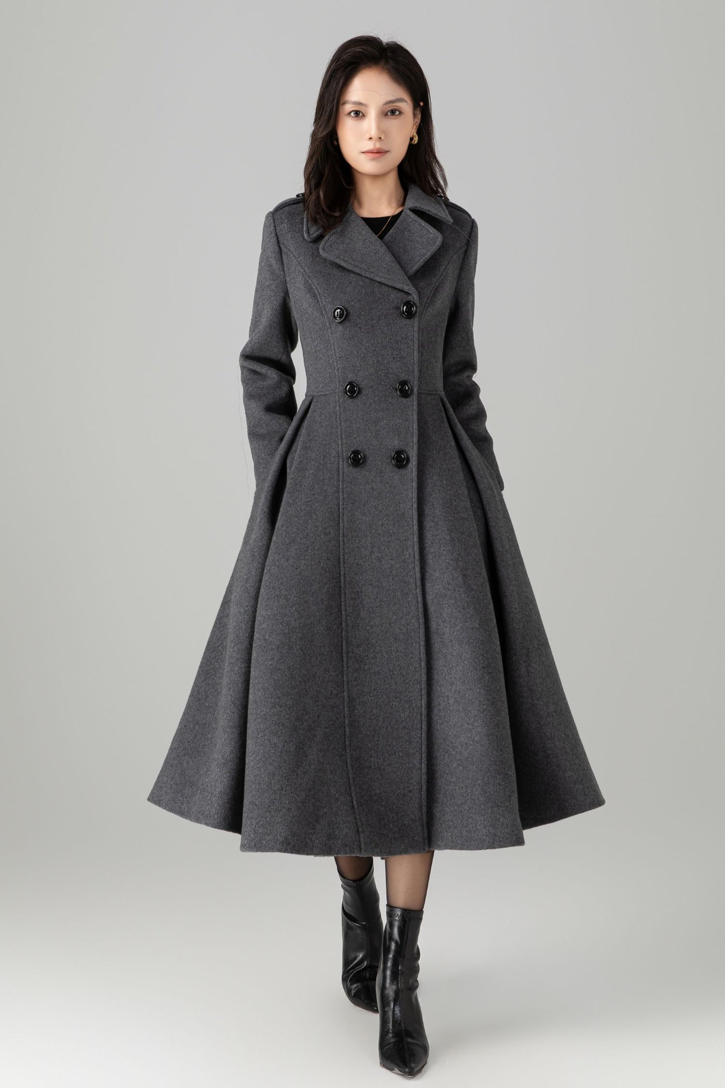 Double Breasted Maxi Wool Coat C5268