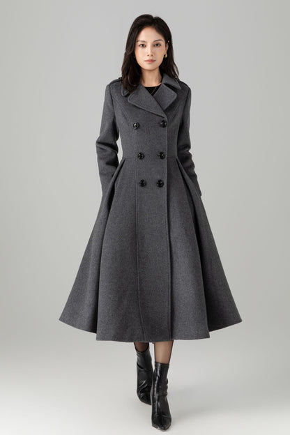 Double Breasted Maxi Wool Coat C5268