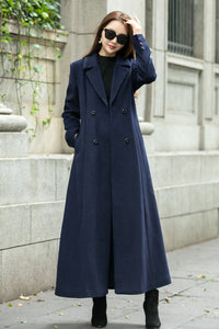 Double breasted long trench wool coat C4499