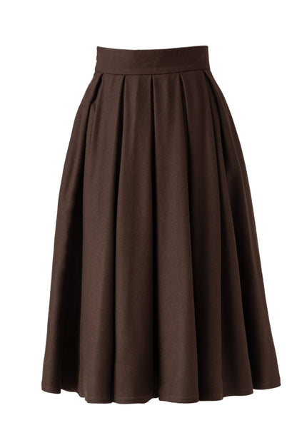 Pleated winter a line wool skirt women C5275
