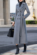 Load image into Gallery viewer, winter long grey wool coat C4149
