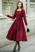 Load image into Gallery viewer, Red classic winter wool dress women C4500
