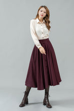 Load image into Gallery viewer, Womens burgundy winter wool skirt C4448
