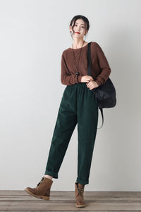 Baggy wide leg corduroy pants women C4342