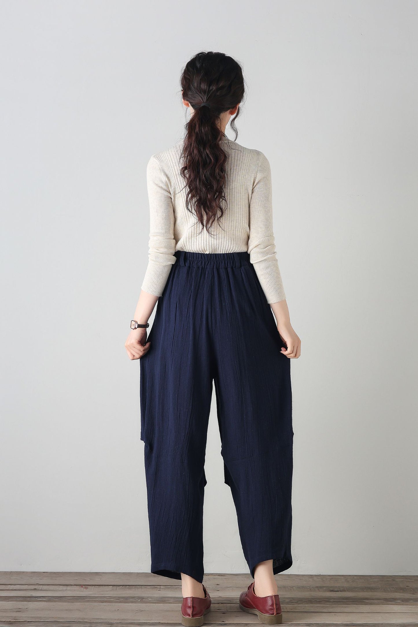 Womens wide leg Linen pants c4348