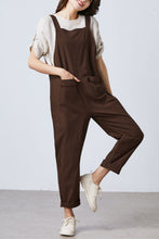 Load image into Gallery viewer, loose overalls, wide leg overalls, brown overalls C1696
