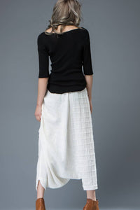 harem White linen hippie pants C822