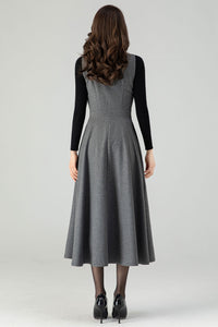 Womens Winter Sleeveless Wool Dress C4320