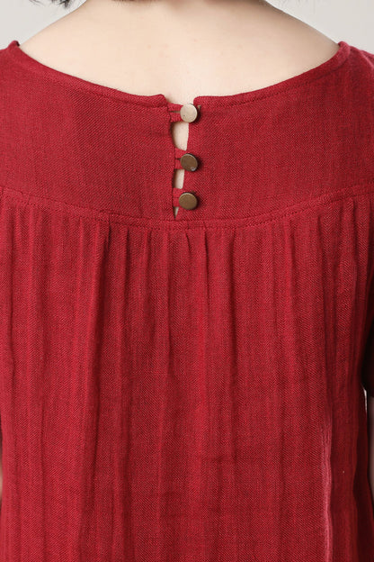 Maxi summer loose fit Linen dress for women c4776