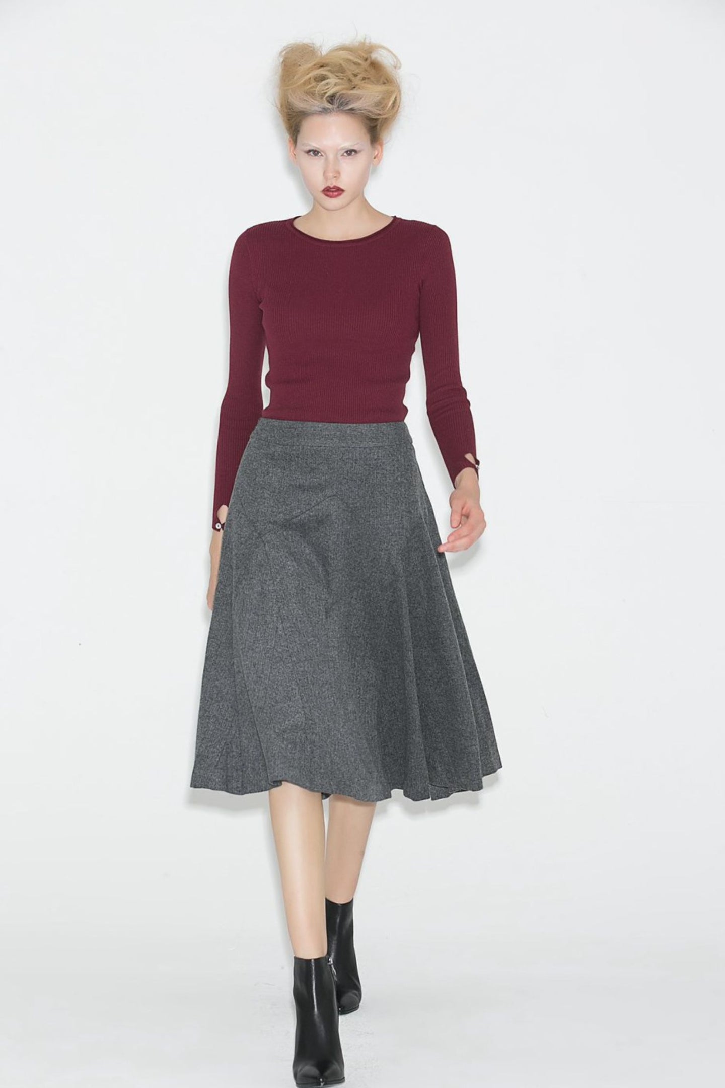 A line winter wool skirt women C705