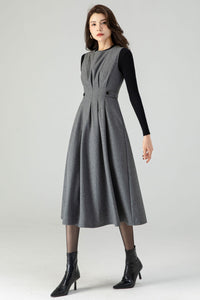 Womens Winter Midi Wool Dress C3618