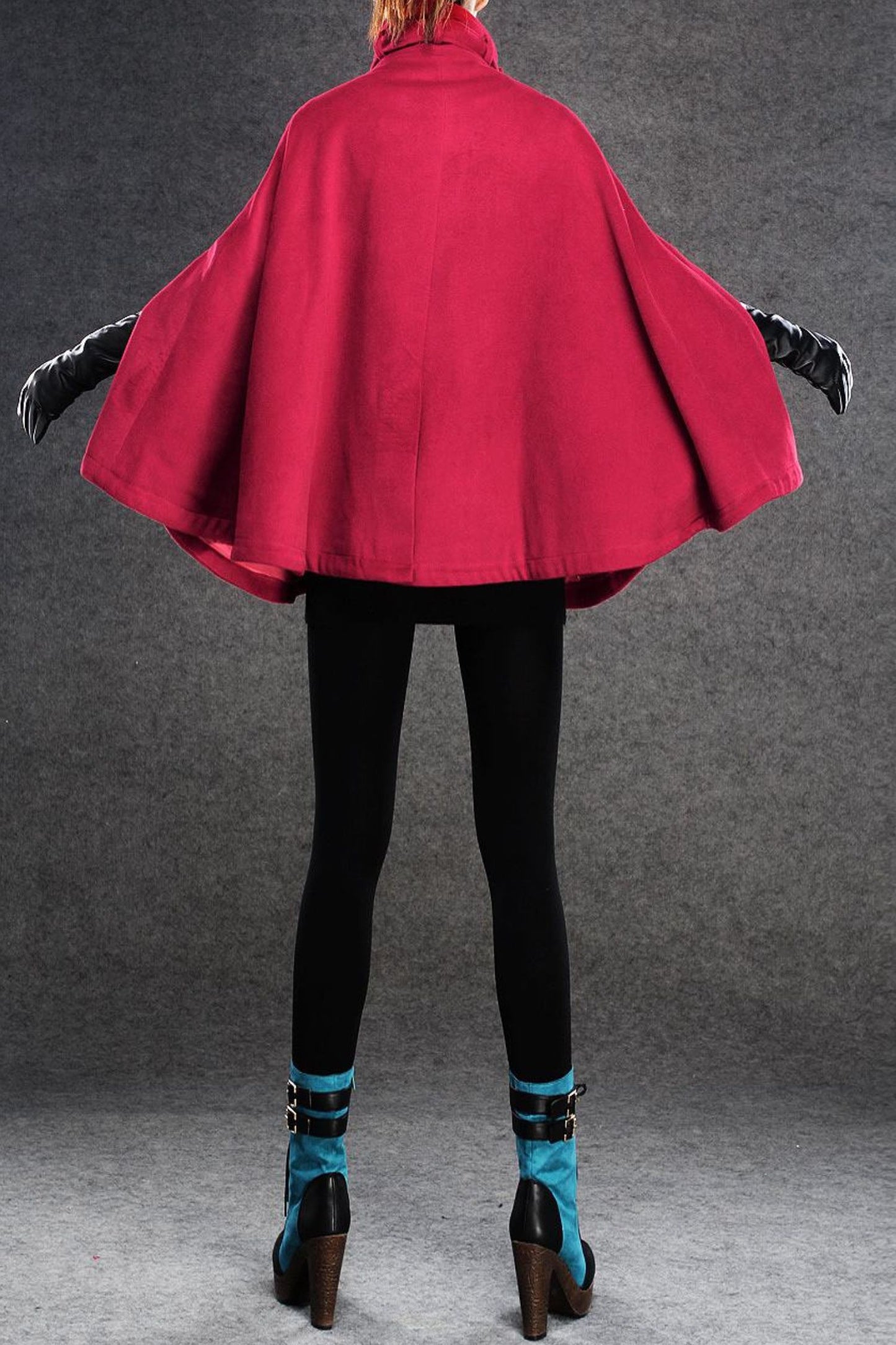 womens winter red wool  cape C135