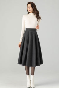 Midi Grey Winter Wool Skirt C4322