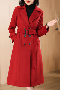 Women's Autumn and winter red plaid coat C4215