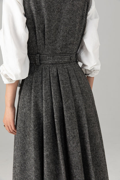 Sleeveless winter wool dress women C5278