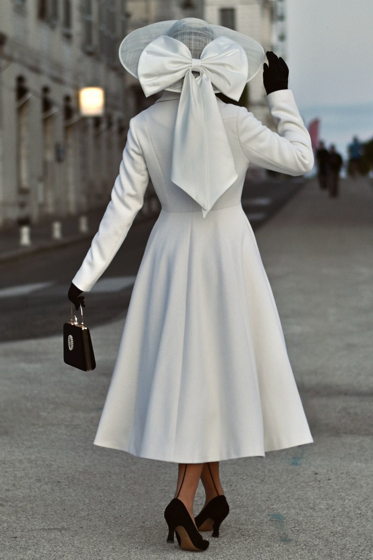 White Wedding Maxi Wool Coat C5300