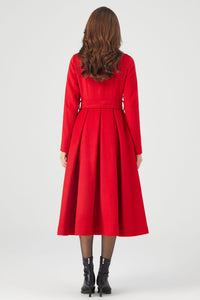 Winter  Princess Red Wool Coat C3677