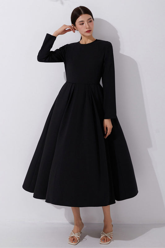 Women's Long Sleeves Black Party Dress C3898