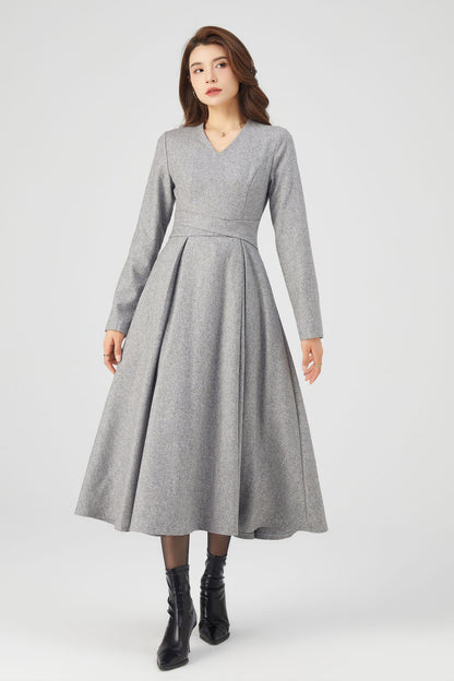 Winter Grey Wool Dress C3679