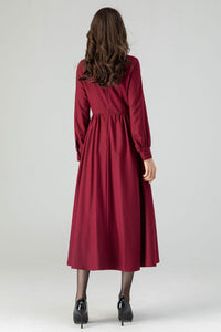 Burgundy Fit and Flare Dress C3608