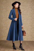 Load image into Gallery viewer, Long Blue Wool Princess Coat C4478
