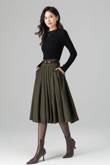 Vintage Inspired Circle Skater Wool Skirt C5199