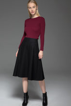 Load image into Gallery viewer, Black Skater womens winter wool skirt C768
