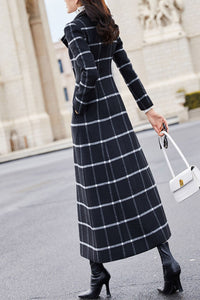 Women's Autumn and winter plaid wool coat C4257