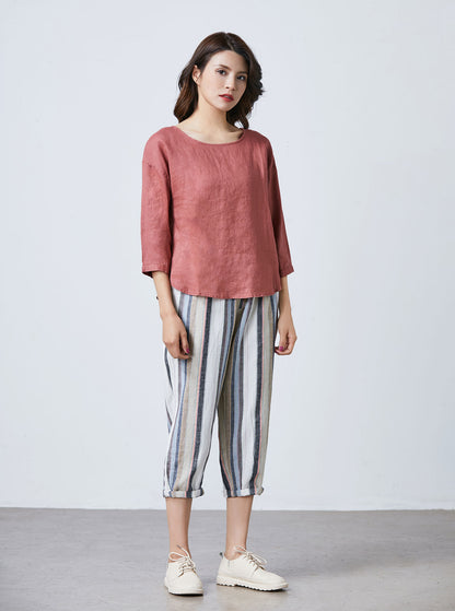 Loose fit linen blouse for women C1718