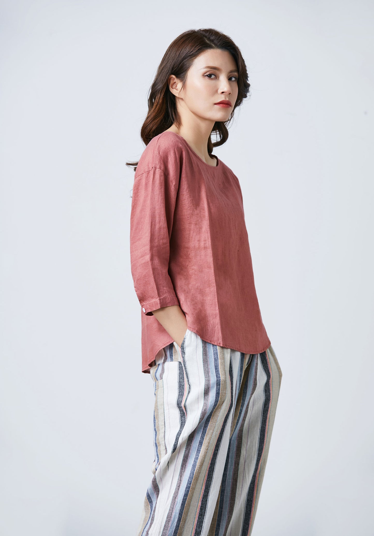 Loose fit linen blouse for women C1718