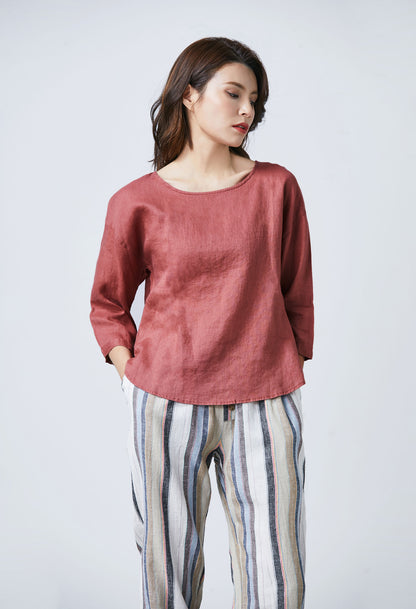 Loose fit linen blouse for women C1718