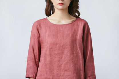 Loose fit linen blouse for women C1718