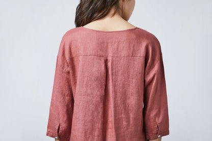 Loose fit linen blouse for women C1718