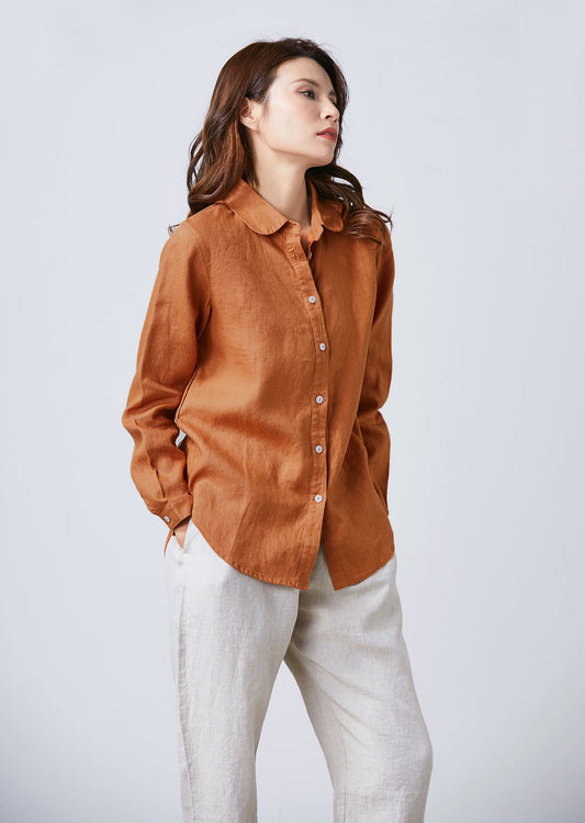 Loose fit shirt linen blouse for women C1703