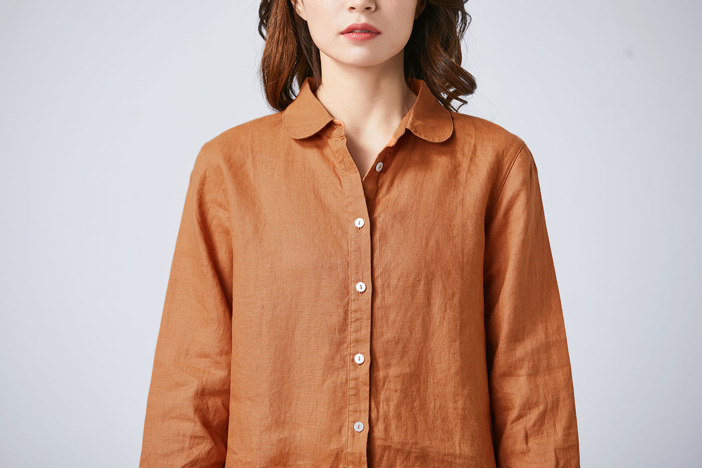 Loose fit shirt linen blouse for women C1703