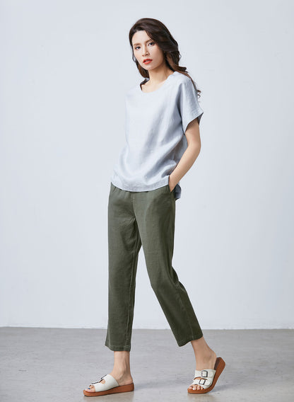 Womens summer loose fitting Linen pants c1704